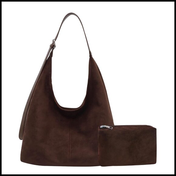 Handbags - Suede Hobo Tote Bag Retro Slouchy Shoulder Crossbody Purse Large Capacity